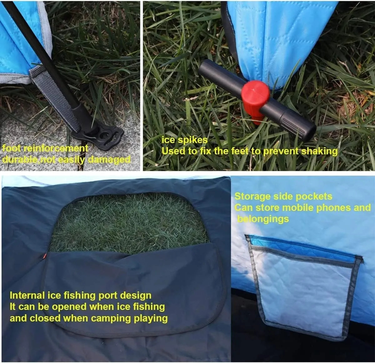 3-5 People Ice Fishing Hut Tent with Carry Bag, Winter Ice Fishing Shelter Fully Automatic Warm and Thick Cotton Tent, Outdoor Camping Warm Shade Shelter Tent