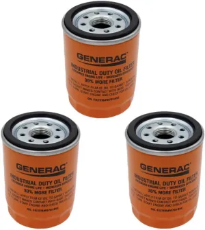 3 pack of 070185ES Oil Filters for Air-Cooled and Portable Generators Compatible With Generac 070185E