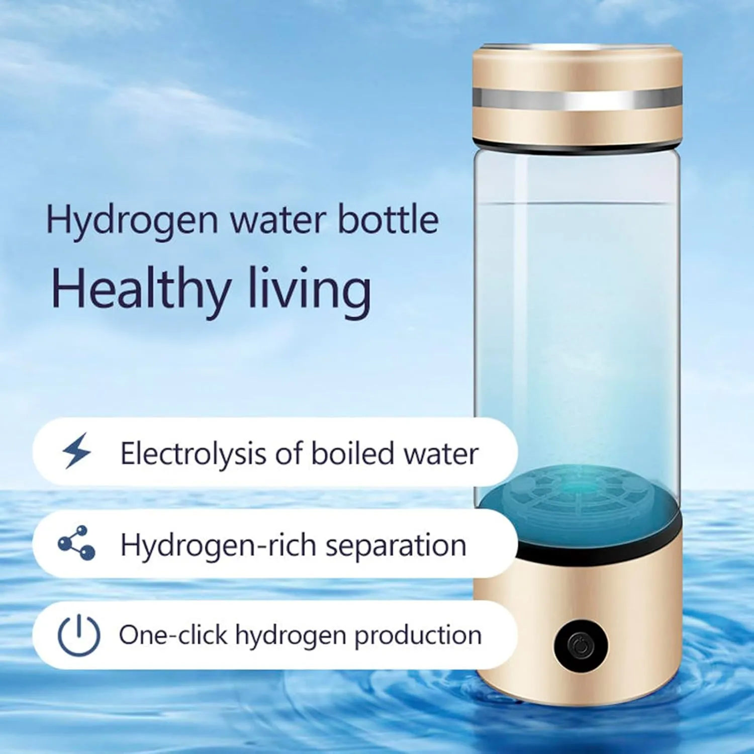 300ML Portable Hydrogen Rich Water Cup, Up to 1500PPB Hydrogen Concentration, PEM Electrolysis Technology, H2 Healthy Smart Cup, Hydrogen Inhalation Machine