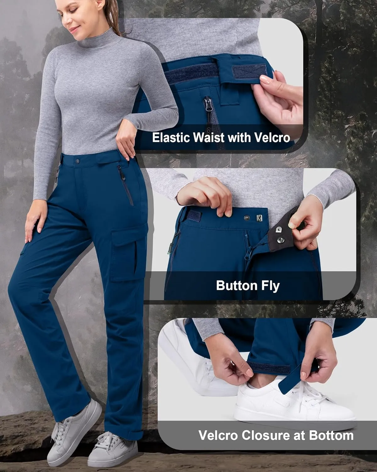 33,000ft Women's Rain Pants, Waterproof Lightweight Breathable Rain Overall Hiking Pants