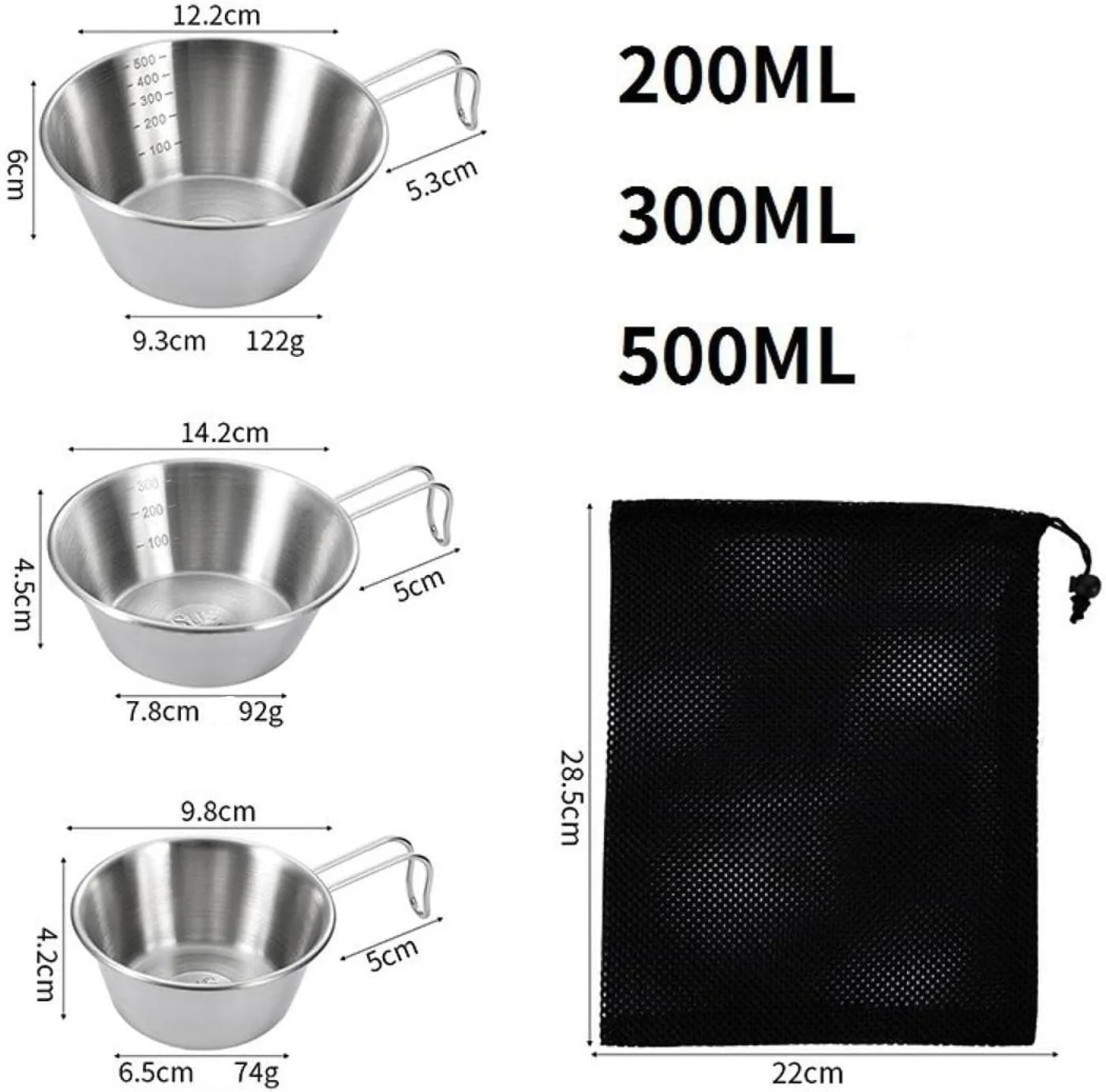 3Pcs Camping Bowls Set Tableware Lightweight Compact Sturdy Dinnerware Camp Bowls for Outdoor Cooking Picnic Barbecue Travel