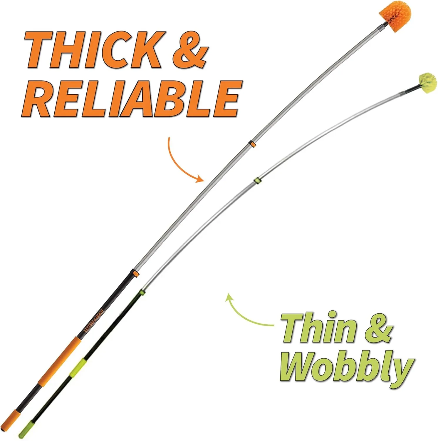 4-12 ft Long Telescopic Extension Pole // Multi-purpose Extendable Pole with Universal Twist-on Metal Tip // Lightweight and Sturdy // Best Telescoping Pole for Painting, Dusting and Window Cleaning