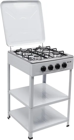 4 Burners Gas Stove,2.5KW Natural Gas Stove with Support Leg Stand and Wind Blocking Cover,19 * 20 * 33" Free Standing Gas Cooktop for RV Travel,Camping Restaurant. (White)