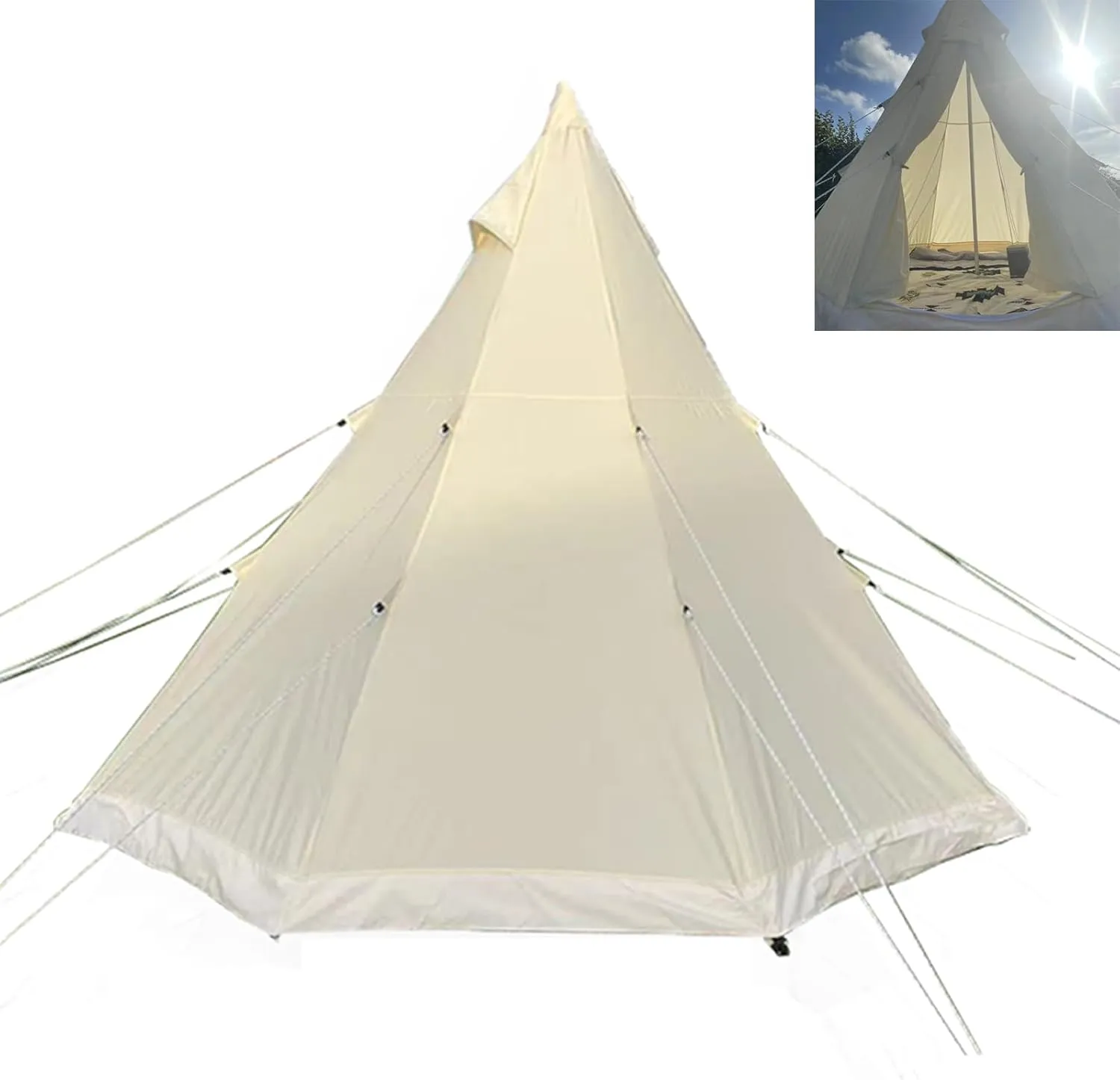 4 Season Glamping Tent, Hot Tent, Ideal for Family Camping, Hiking, Canvas Tent with Aluminum Pole