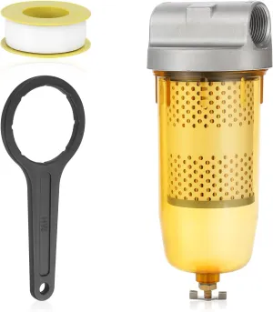 496 Fuel Tank Filter Assembly Replacement for Gasoline and Diesel Water Separate 30 Micron Max 25 Gpm with Zinc 1" NPT Top Cap Replace# B10-AL.