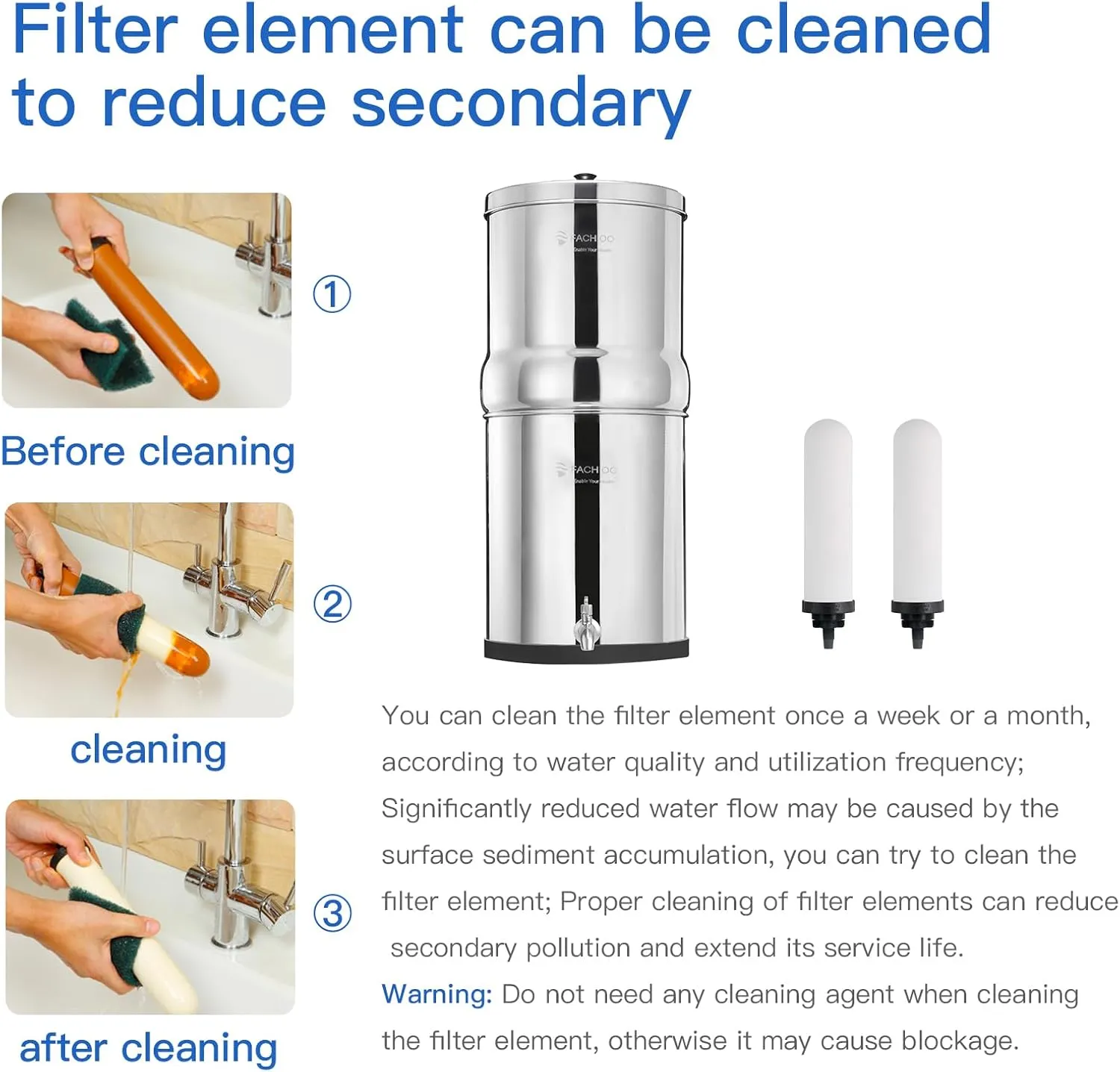 4PCS 7" Ceramic Filter, Replacement Filters Candle Activated Carbon for ProOne® Countertop Gravity Water Filter System, Household Water Bucket,Water Cooler Filtration Systems