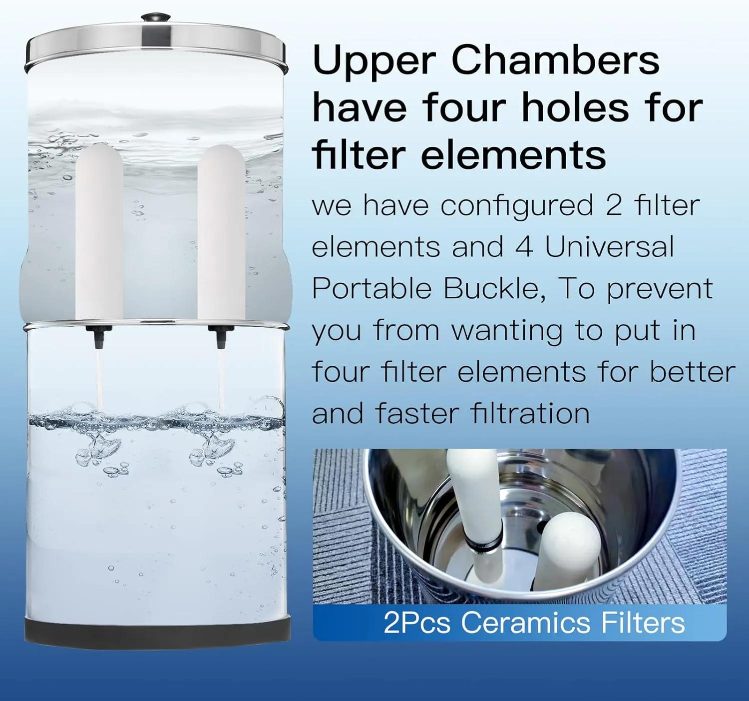 4PCS 7" Ceramic Filter, Replacement Filters Candle Activated Carbon for ProOne® Countertop Gravity Water Filter System, Household Water Bucket,Water Cooler Filtration Systems