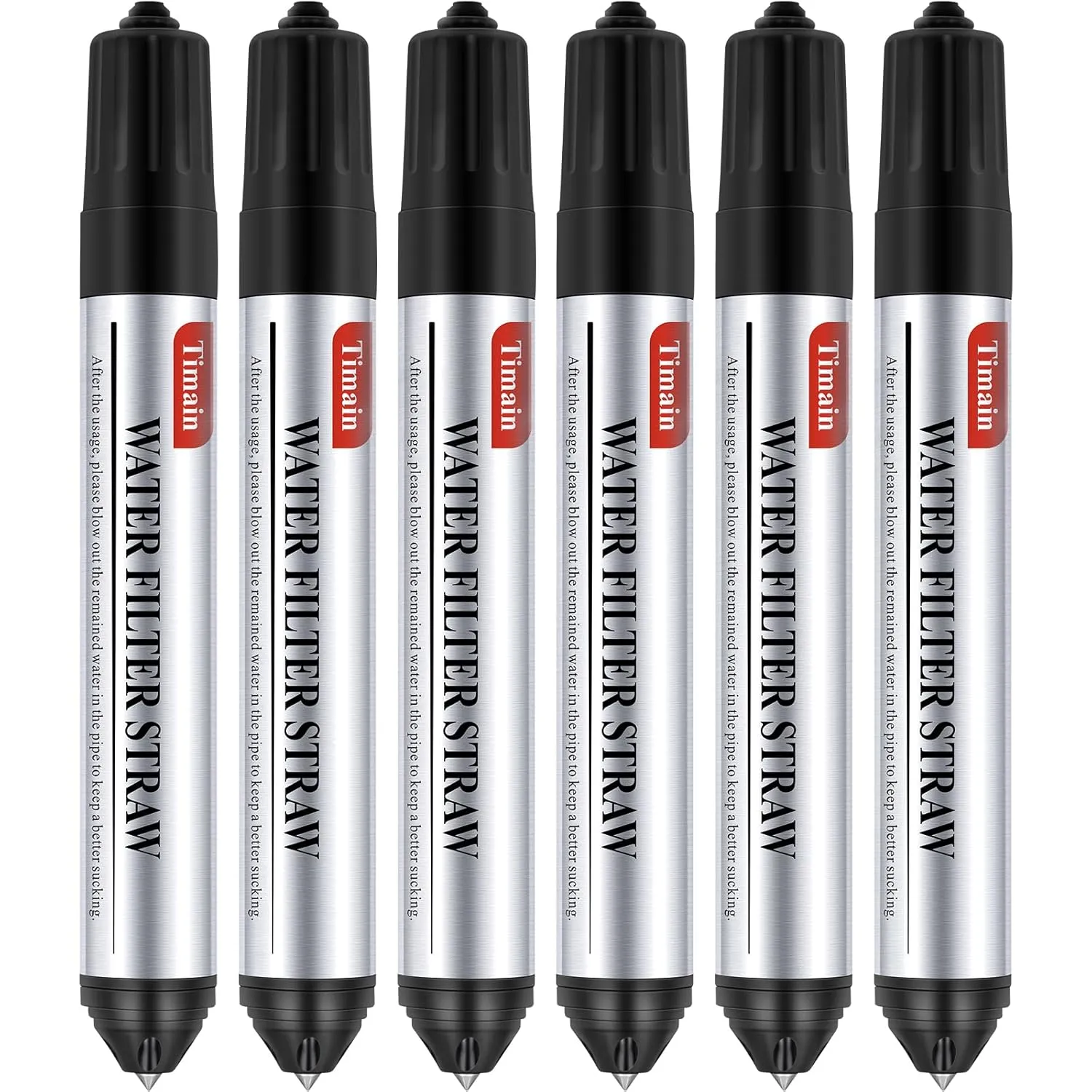 6-Pack Timain Mini Water Filter Straws: Portable Purification