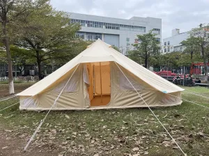 6 Persons Canvas Bell Tent Glamping,4 Seasons Yurt for Camping, Heavy Cotton Canvas Tent for Family Camping,Outdoor Hunting,or Party,Durable, 2 in 1,2 Doors