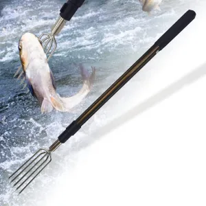 68" Telescopic Rod 5-Prong Harpoon, Replaceable Harpoon, Hunting Fish Gig Gaff Fork Hook with 8mm Screw for Catching Fish Frog Mole