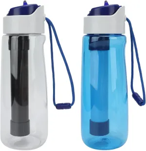 750ML Filter Water Bottles Portable Water Purification Bottle Camping Water Filter Bottle Multilayer Filtration Lightweight for Cycling Campsites Hiking