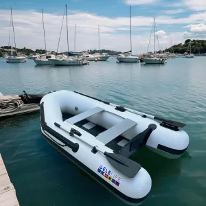 7.5FT Inflatable Boat,2-3Person Portable raft,2 Aluminum seat Board and 4 Aluminum Floor,3 Independent air Tubes,14 inch Large Float.No disassembly Required, Ultra Portable Design (Cylindrical Tail)