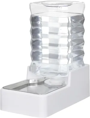 8L Automatic Large Capacity Dog and Cat Water Dispenser with Stainless Steel Bowl,100% BPA-Free,Gravity Waterer,Suitable for Medium and Large-Sized Cats and Dogs (White, 8L)