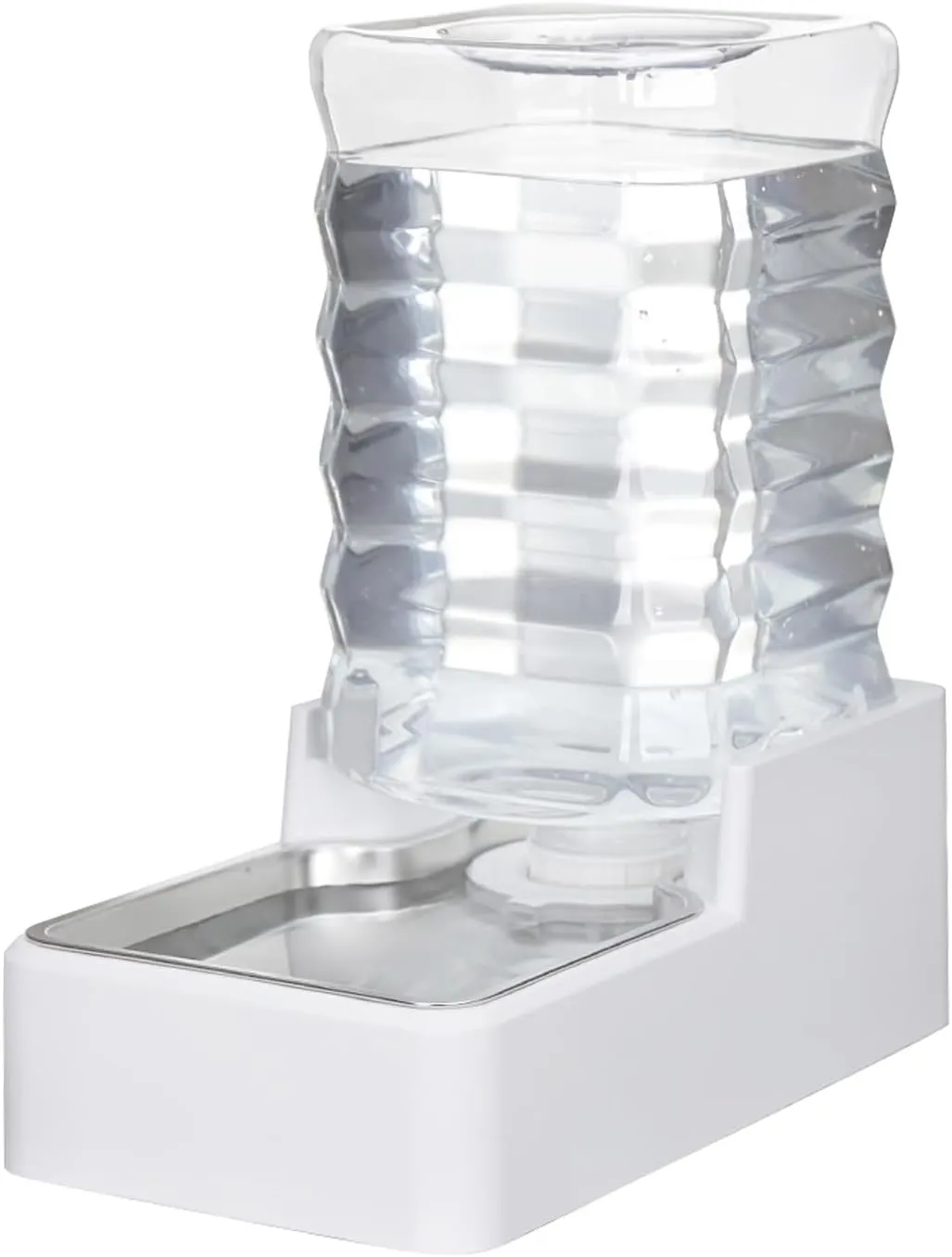 8L Automatic Large Capacity Dog and Cat Water Dispenser with Stainless Steel Bowl,100% BPA-Free,Gravity Waterer,Suitable for Medium and Large-Sized Cats and Dogs (White, 8L)