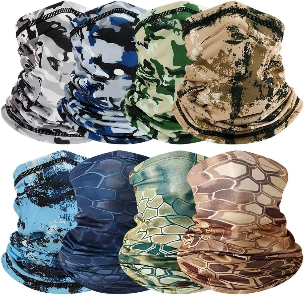 8PCS Cooling Neck Gaiter for Men Women Gator Bandana Face Scarf Cover Fishing Motorcycle Breathable Sun Protection Balaclava