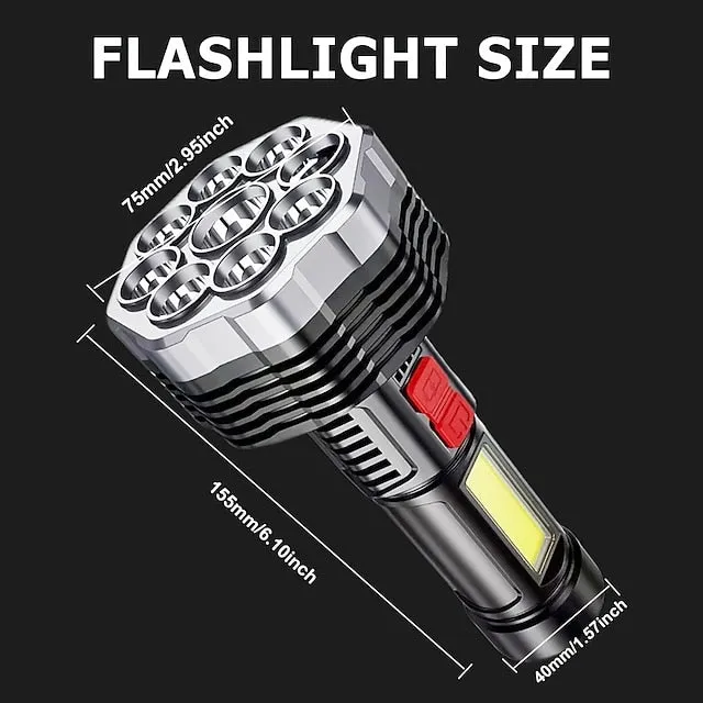 9 LED Flashlight Super Strong Torch with USB Rechargeable Handheld Lantern Waterproof Portable