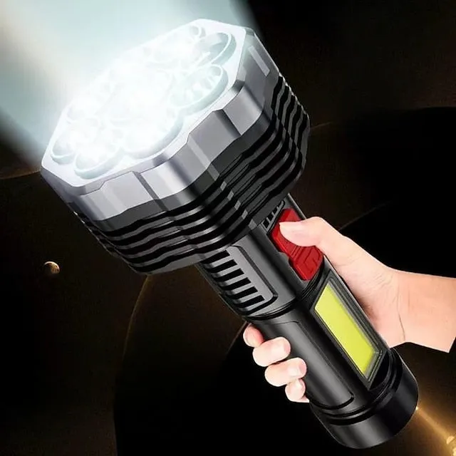 9 LED Flashlight Super Strong Torch with USB Rechargeable Handheld Lantern Waterproof Portable