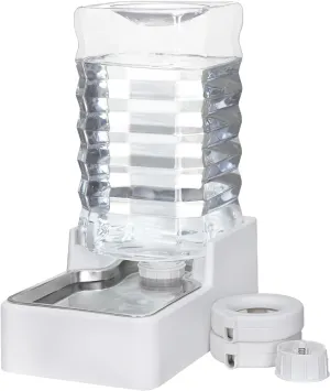 9L Upgraded Automatic Large Capacity Dog and Cat Water Dispenser with Stainless Steel Bowl,100% BPA-Free,Gravity Waterer,Suitable for Medium and Large-Sized Cats and Dogs (White, 9L )