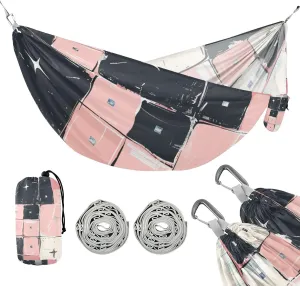 A Seamless Pattern of Blush and Liwhite Squares 330lb Capacity Outdoor Hammock with Tree Straps Fabric Hammock for Outside Beach Patio Garden Base para hamacas para adultos