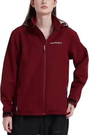 Acme Projects Women's Fleece Lined Softshell Jacket with Detachable Hood, Waterproof, Breathable, 8000mm/5000gm, YKK Zipper