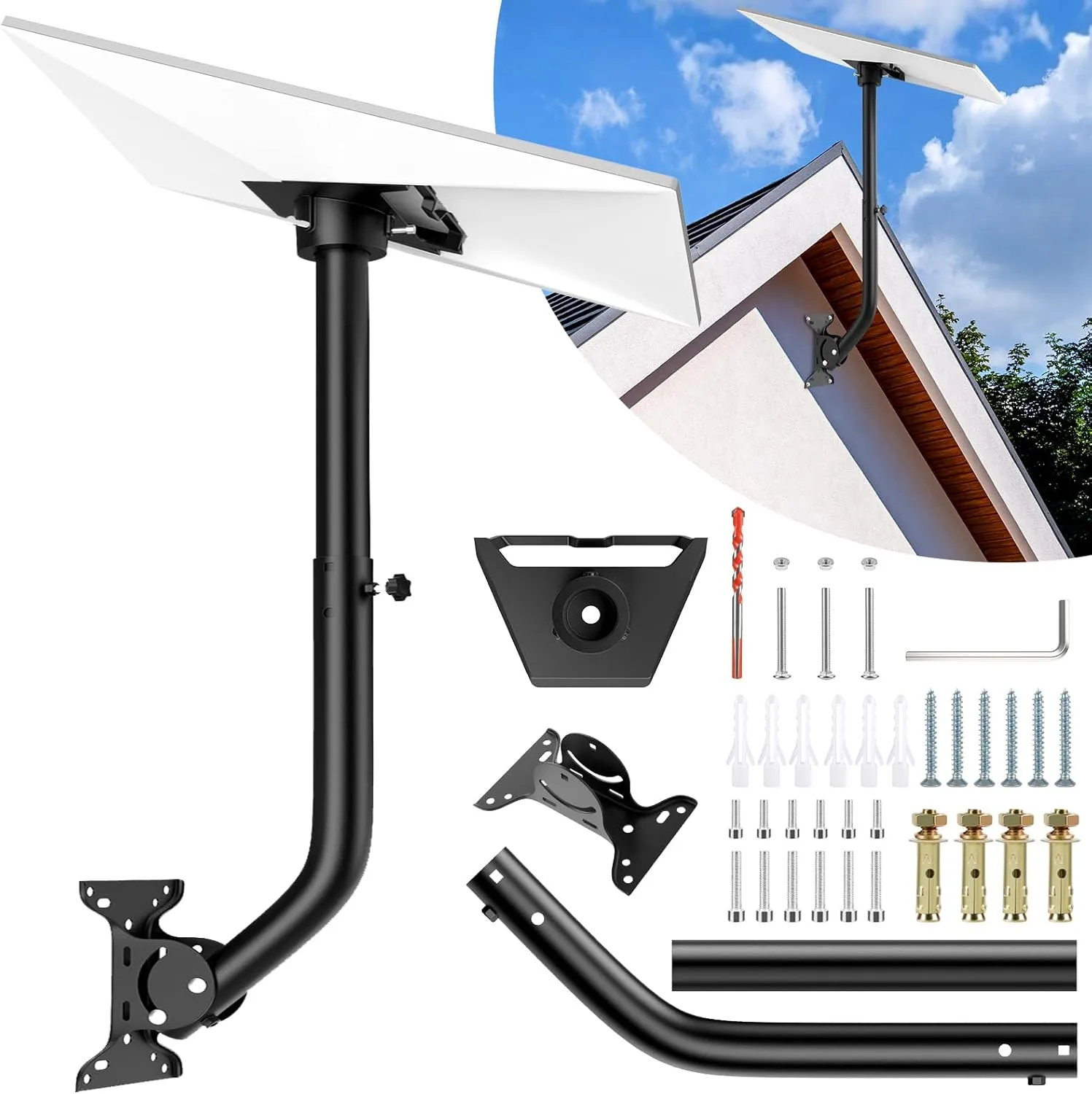 Adjustable Starlink Gen 3 Mount with Extendable Pipe, 30 Inch Starlink Pole Mount, Starlink Pivot Mounting Kit Compatible with Starlink Standard Dish, V3 Kickstand Dishy for Wall/Roof