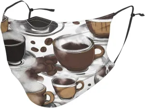 Adult Masks Washable 10 PCS Soft breathable Suitable for camping, running, traveling daily use Steaming hot coffee Pattern