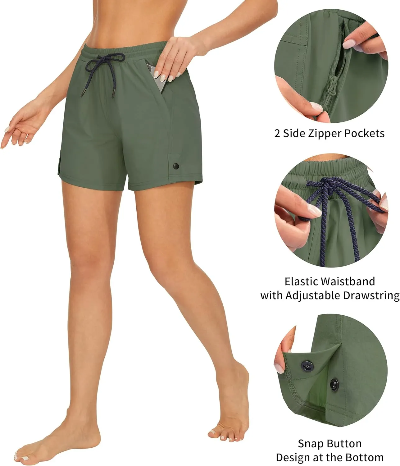 AFITNE Women's 4" Hiking Shorts Quick Dry Lightweight Outdoor Shorts Travel Athletic Golf Shorts with Pockets Water Resistant