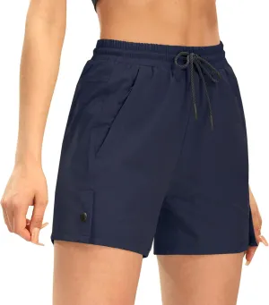 AFITNE Women's 4" Hiking Shorts Quick Dry Lightweight Outdoor Shorts Travel Athletic Golf Shorts with Pockets Water Resistant