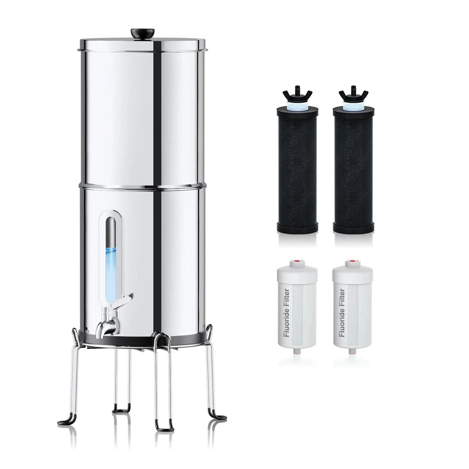 Aimex Portable Water Filter - Gravity-Fed, 304 Stainless Steel, Fluoride Removal