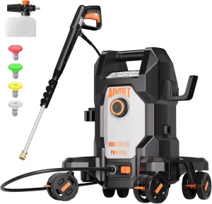 AIVOLT Electric Pressure Washer, Anti-Tipping Power Washer Surge Pressure 4800PSI with 36FT Cable & 25FT Hose, 4 Nozzles, Soap Tank, High Pressure Cleaner Machine for Car Washing, House, Garden