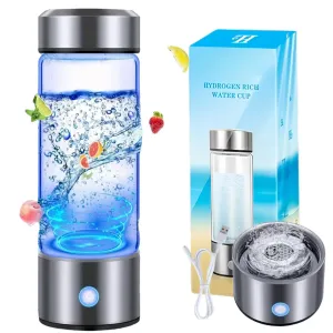 Alive Blue Hydrogen Water Bottle, Hydrogen Water Bottle Generator,SPE pem Filtration, Self Cleaning, Shatter Proof High Pressure Glass, Removes Chlorine & Ozone