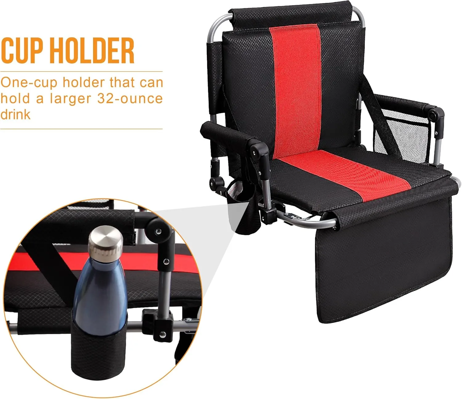 ALPHA CAMP Stadium Seat Chair for Bleachers with Back & Arm Rest
