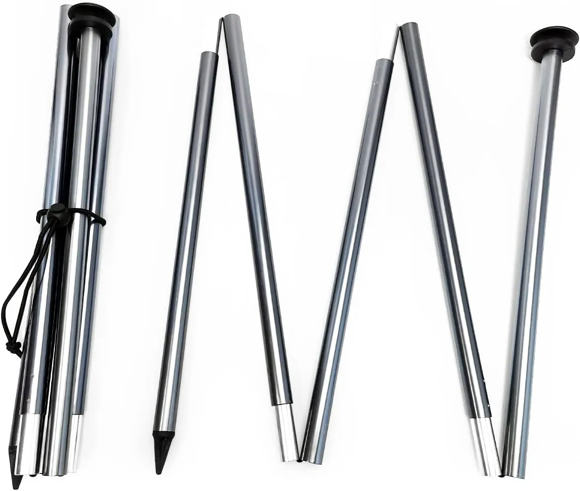 Aluminum Tent Pole Replacement Kit 6.56ft Foldable Telescoping Camping Rods for Tarp Awning Canopy Sunshade Shelter 2 Pack