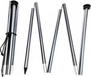 Aluminum Tent Pole Replacement Kit 6.56ft Foldable Telescoping Camping Rods for Tarp Awning Canopy Sunshade Shelter 2 Pack