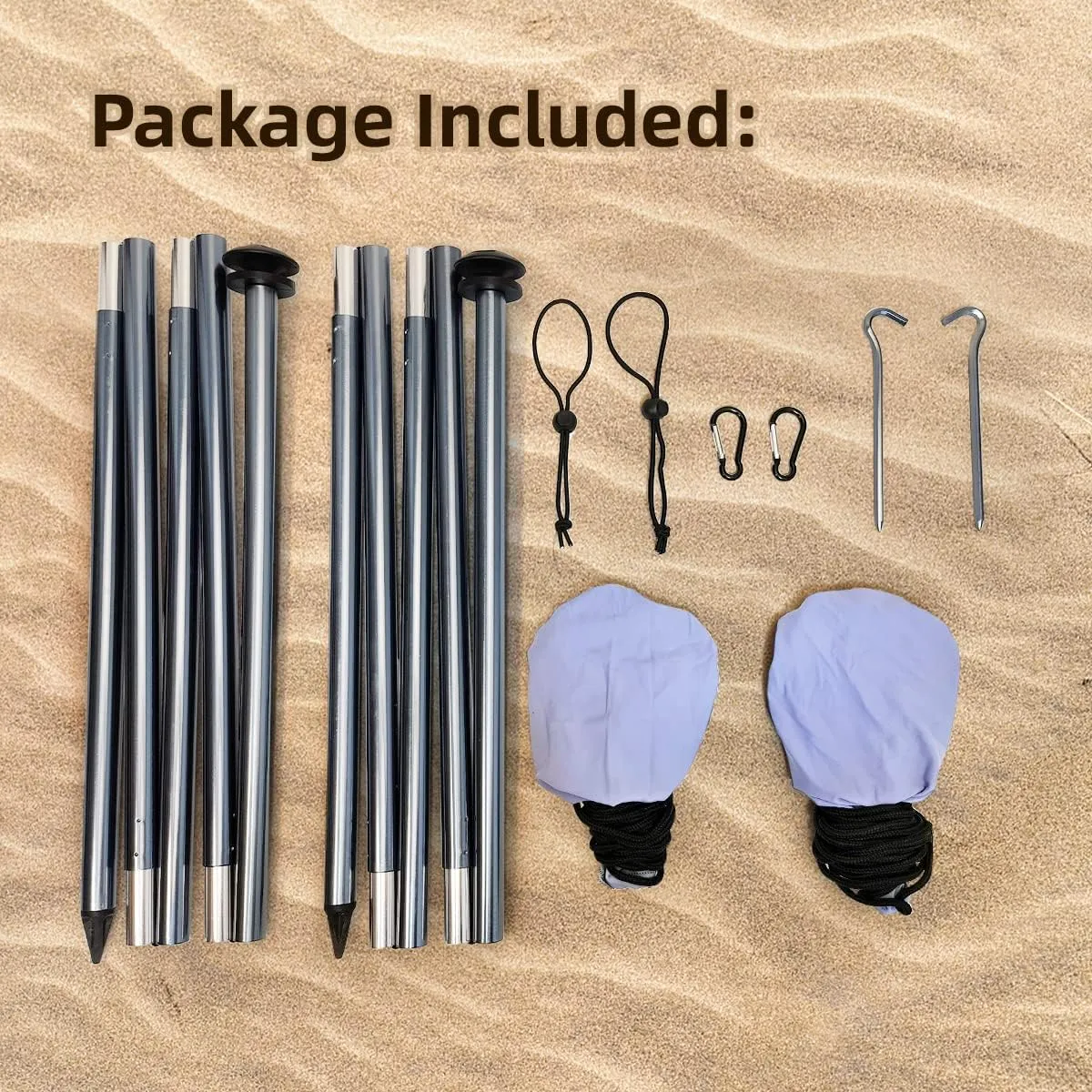 Aluminum Tent Pole Replacement Kit 6.56ft Foldable Telescoping Camping Rods for Tarp Awning Canopy Sunshade Shelter 2 Pack