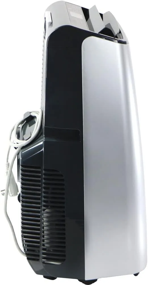 Amana 10,000 BTU Portable Air Conditioner and Dehumidifier for Bedroom, Home Office, and Family Room, 115V, AC for Rooms up to 350 Sq.Ft. with 24H Timer, 3-Speeds, and Auto-Restart, Silver and Gray