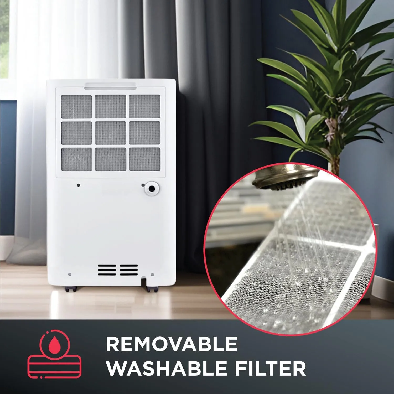 Amana 50-Pint Portable Dehumidifier with Pump for Basement, Garage, Living Room, Attic, 115V, with Auto-Shutoff and Timer, Energy Star, White