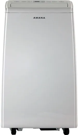 Amana AMAP084AW AC 8,000 BTU Portable Air Conditioner, for Rooms up to 300 Sq. Ft, with Dehumidifer, Fan Mode, Digital Controls, Remote, Wheels, 24H Timer, and Washable Filter, White