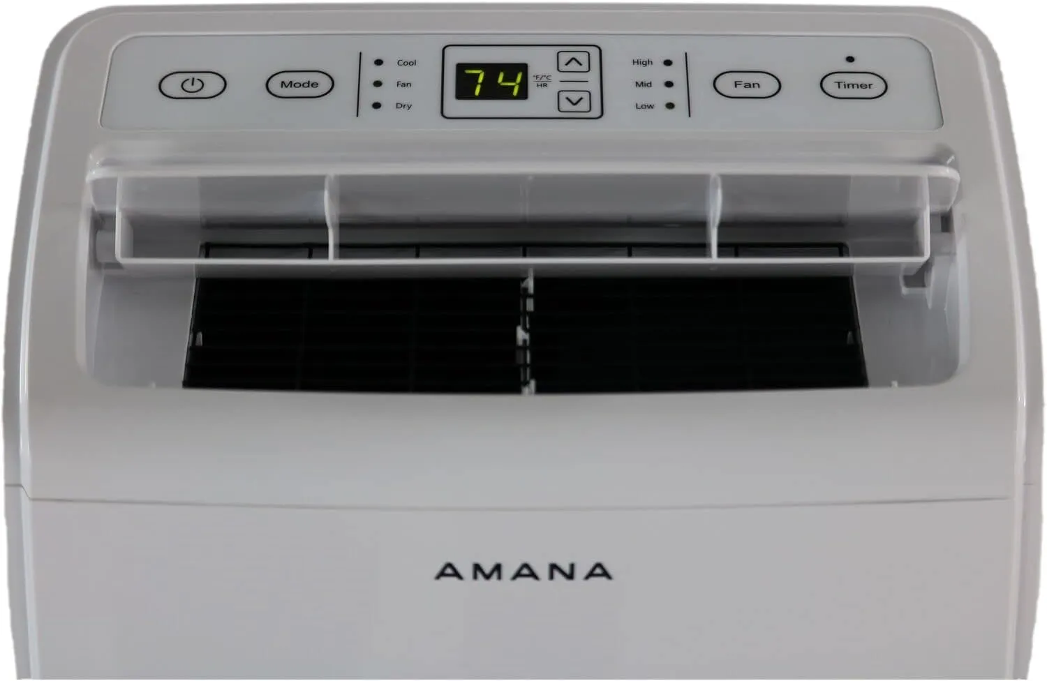 Amana AMAP084AW AC 8,000 BTU Portable Air Conditioner, for Rooms up to 300 Sq. Ft, with Dehumidifer, Fan Mode, Digital Controls, Remote, Wheels, 24H Timer, and Washable Filter, White