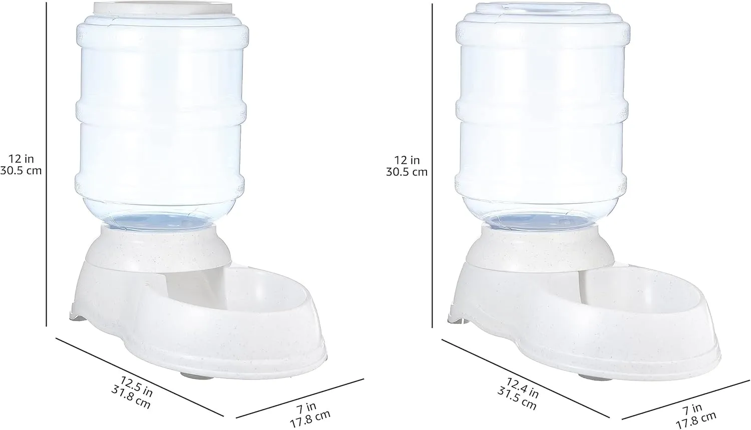 Amazon Basics Automatic Dog Cat Water Dispenser Gravity Feeder Set, Pack of 2, Small, 6-Pound Food Capacity, 1-Gallon, Gray