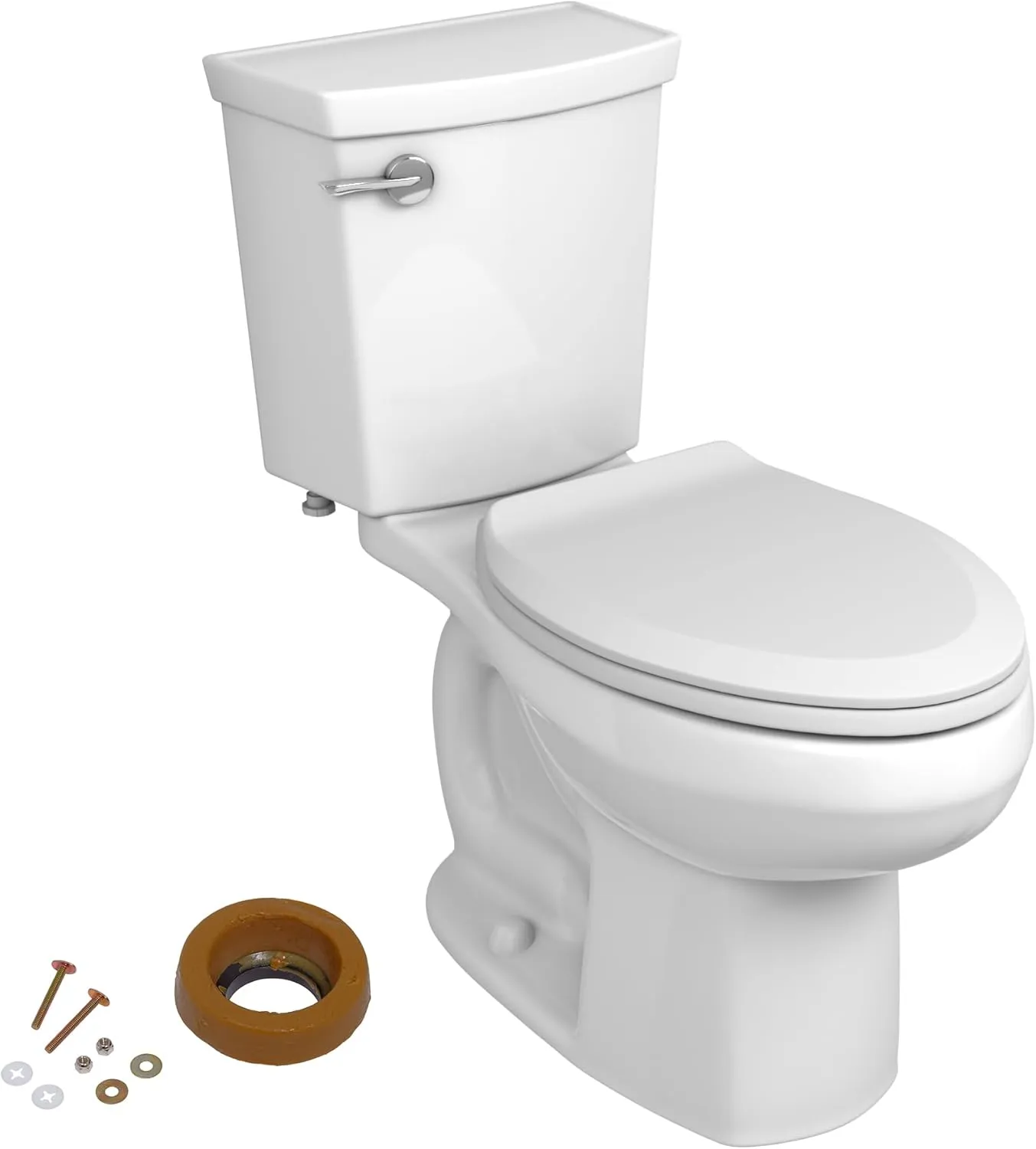 American Standard 606AA001.020 H2Optimum Two-Piece Toilet with Toilet Seat and Wax Ring, Elongated Front, Chair Height, White, 1.1 gpf