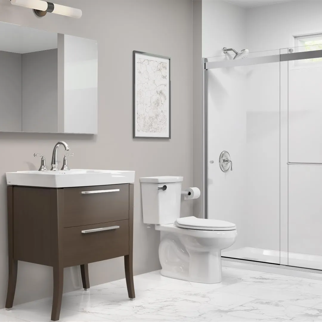 American Standard 606AA001.020 H2Optimum Two-Piece Toilet with Toilet Seat and Wax Ring, Elongated Front, Chair Height, White, 1.1 gpf