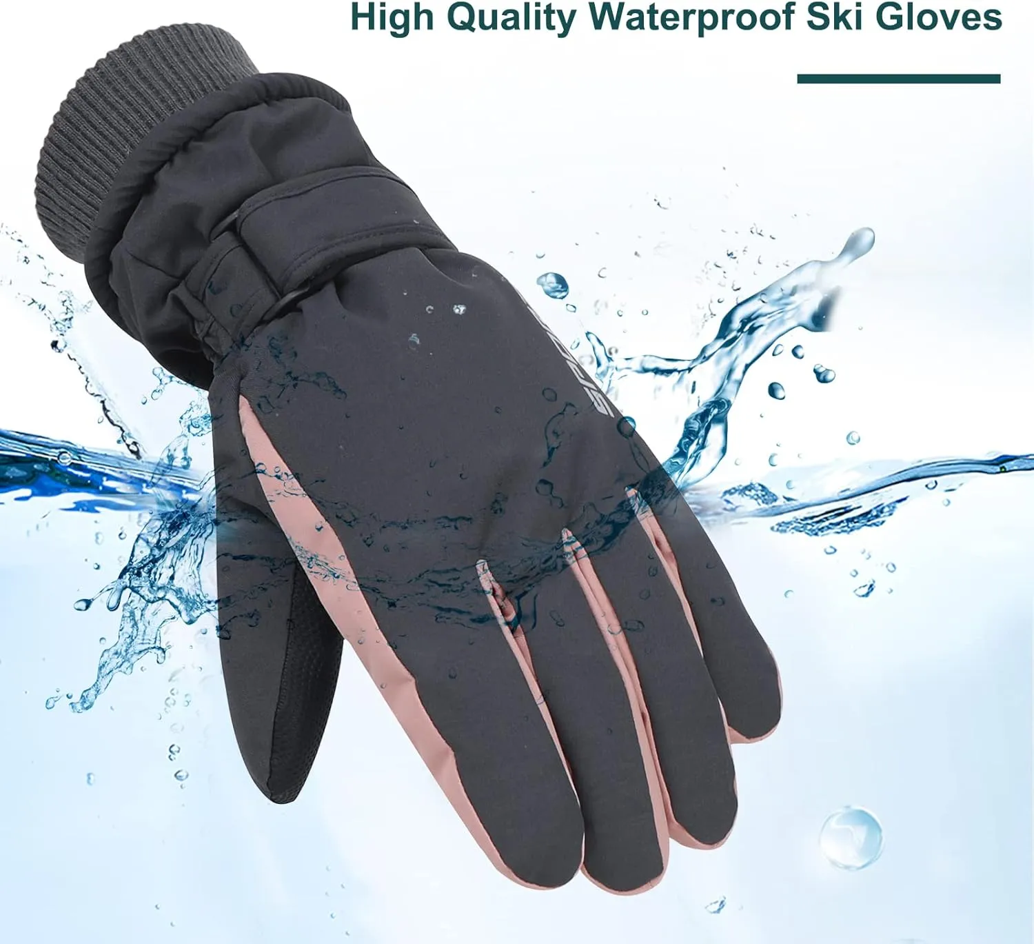 American Trends Winter Ski Gloves for Women Waterproof Winter Gloves Touchscreen Snow Gloves