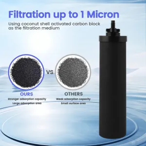 Amwater Cartridge Water Filter Compatible with Black Purification Elements Purifier Replacement Gravity System Filters,Fits BERKEY and Other Gravity Filter Systems(2 Pack）