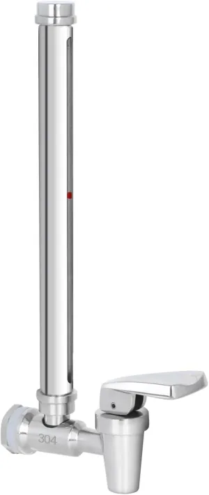 Amwater Sight Glass Spigot,304 Stainless Steel,Compatible with The berkey Gravity-Fed Water Filtration System, Clear View Water Level with Red Floating Ball(Comfortable arc Stainless Steel Handle)
