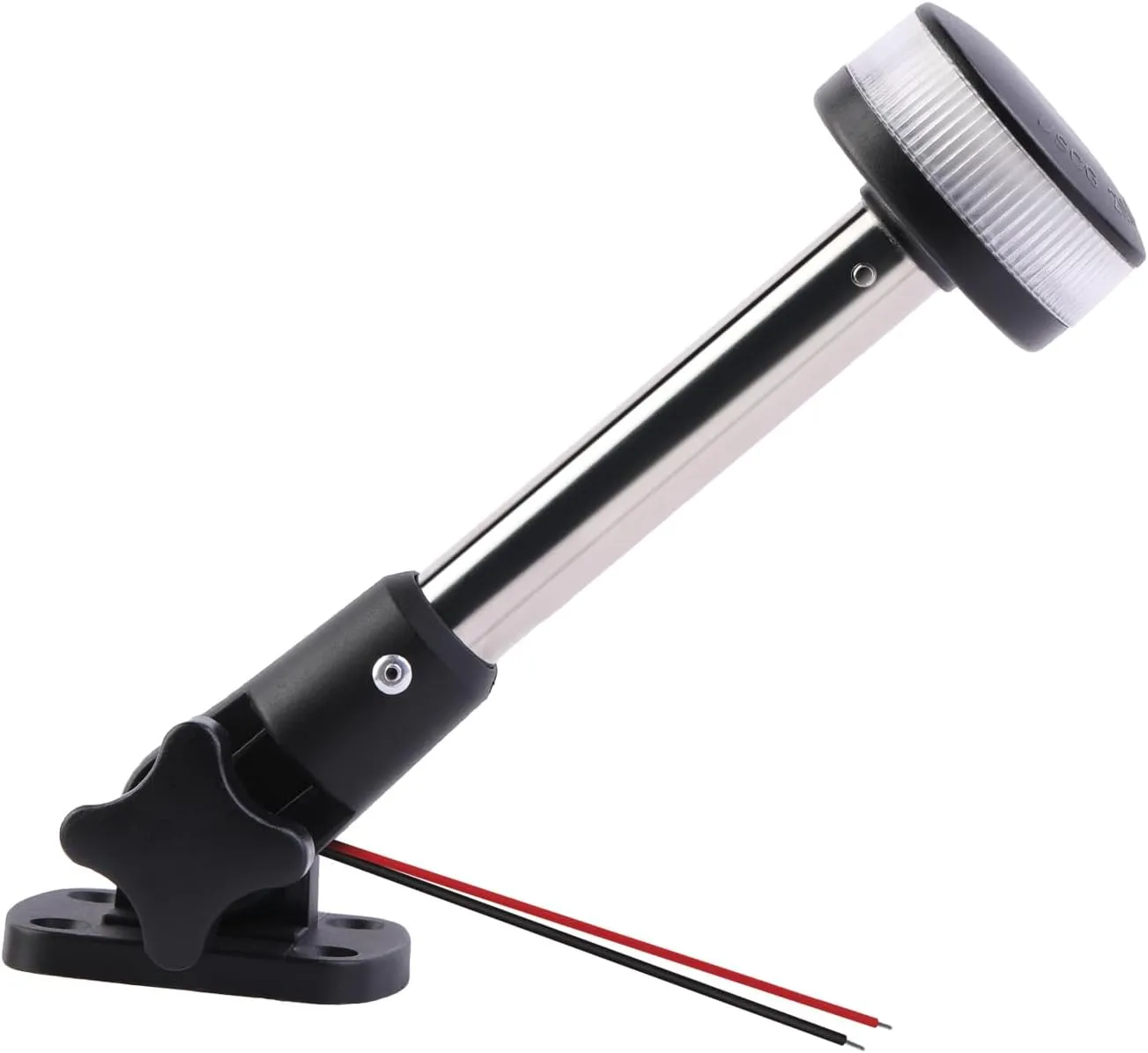 Anchor Light Boat Bimini Light Stern Light LED Marine Navigation Lights USCG 2 NM All Round White Stainless Steel 12 Volts for Pontoon 8 Inches (Adjustable Fold Down Base)