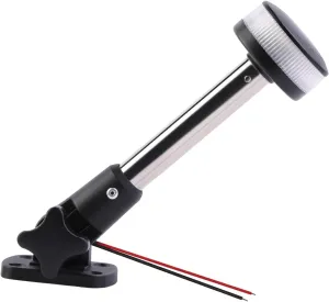 Anchor Light Boat Bimini Light Stern Light LED Marine Navigation Lights USCG 2 NM All Round White Stainless Steel 12 Volts for Pontoon 8 Inches (Adjustable Fold Down Base)