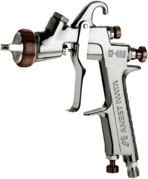 Anest Iwata W-400-134G Centerpost Gravity Feed 1.3 Millimeter Nozzle Bellaria LV Compliant Pneumatic Air Powered Even Coat Paint Sprayer Gun, No Cup