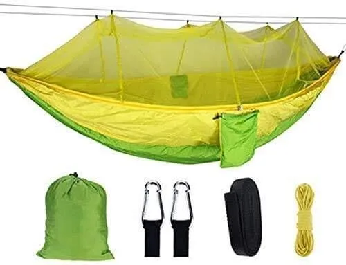 Anti-Mosquito Nylon Parachute Hammock - Outdoor Camping Swing, Portable, Easy to Clean, Double Hammock for Leisure, Reading, Relaxation