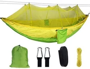Anti-Mosquito Nylon Parachute Hammock - Outdoor Camping Swing, Portable, Easy to Clean, Double Hammock for Leisure, Reading, Relaxation